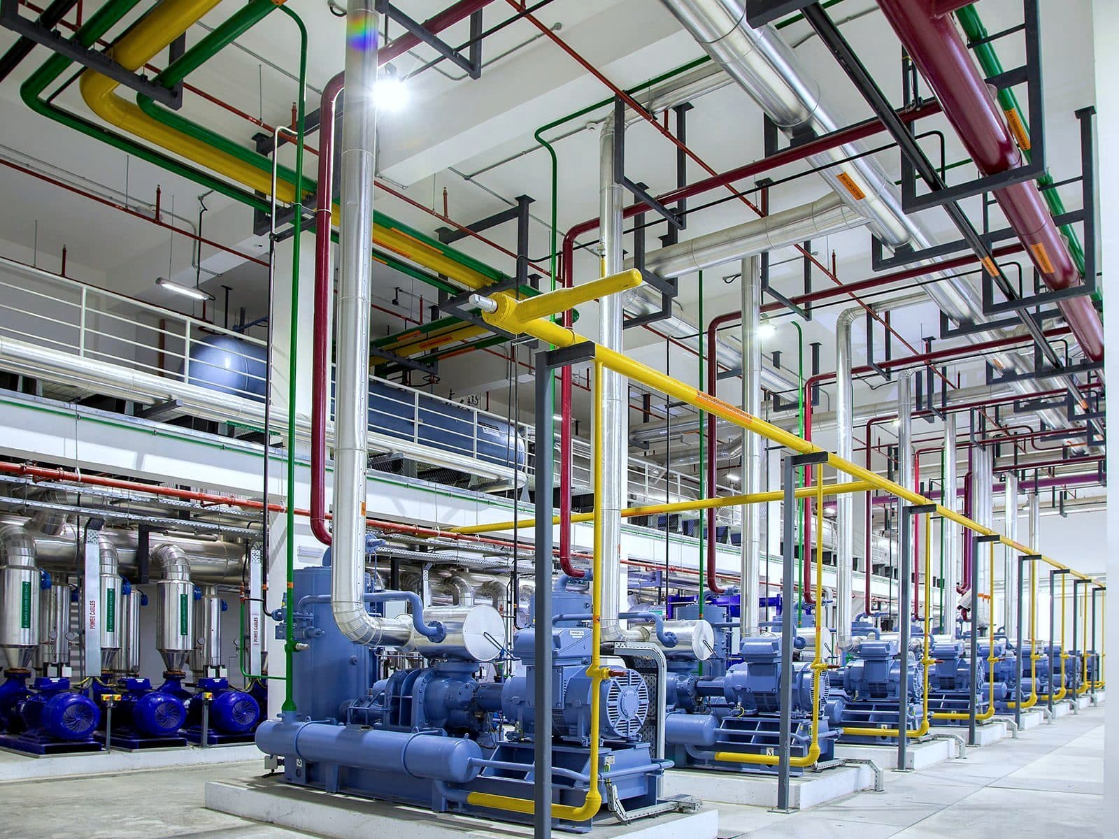 Industrial facility mechanical plant room.