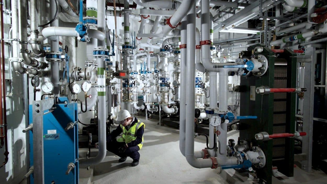 Infrastructure plant room with mechanical systems.